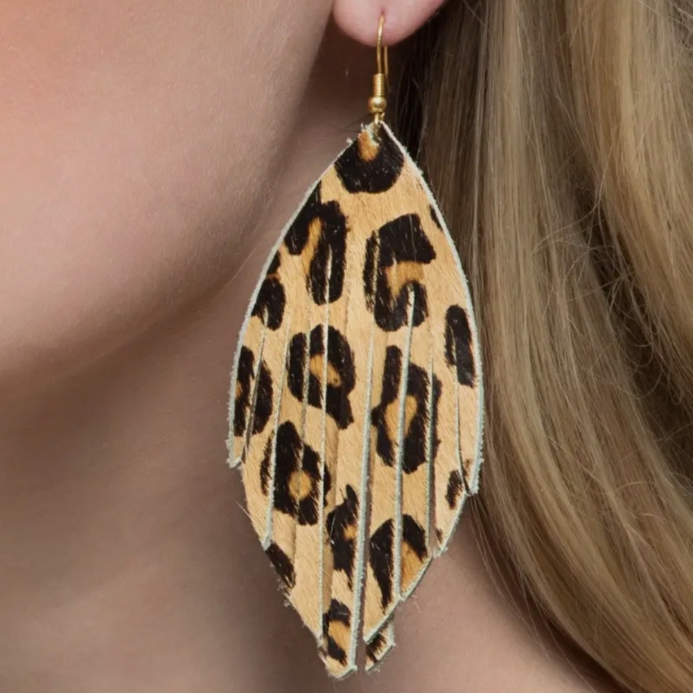 1230.  Leopard Print Teardrop Earrings